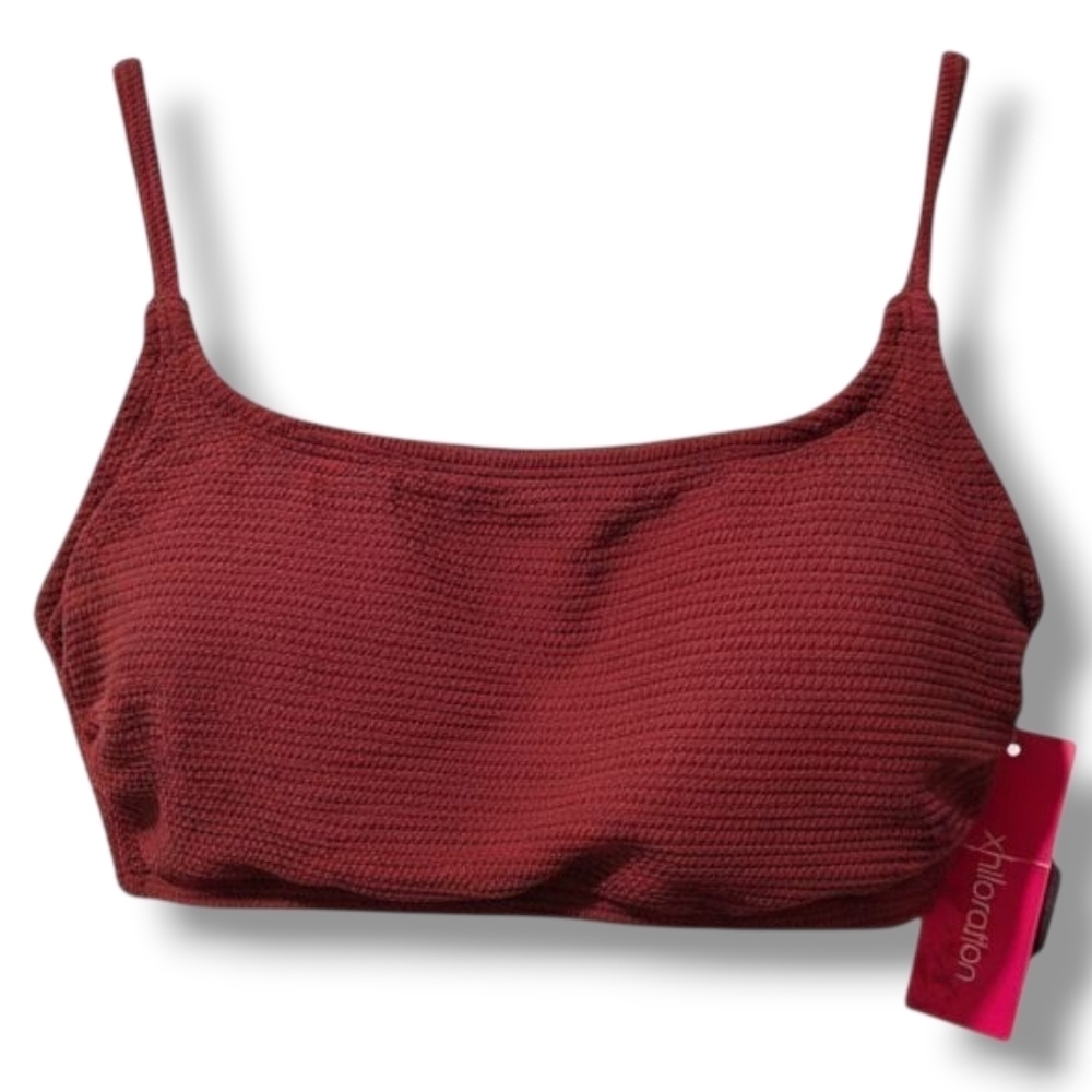 Xhilaration Juniors Ribbed Bralette Bikini Top XS Burgundy – New